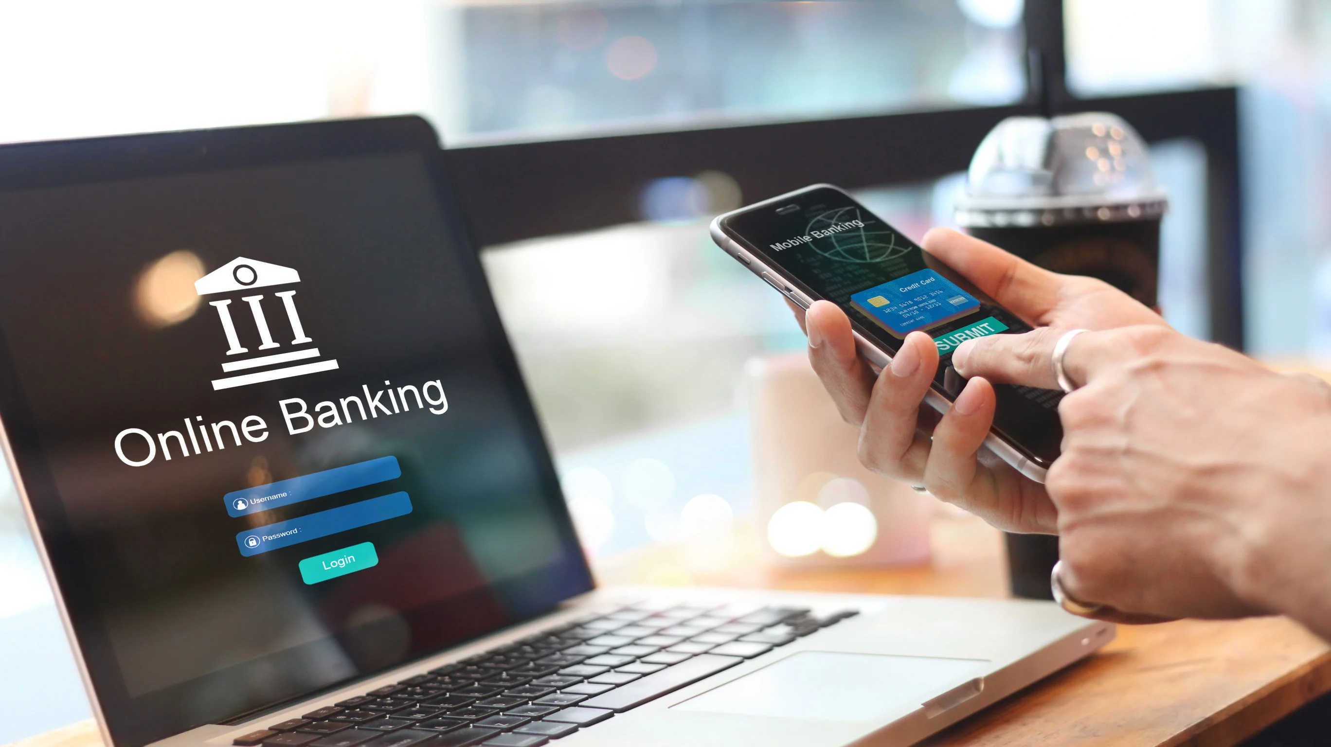 Person using mobile and online banking